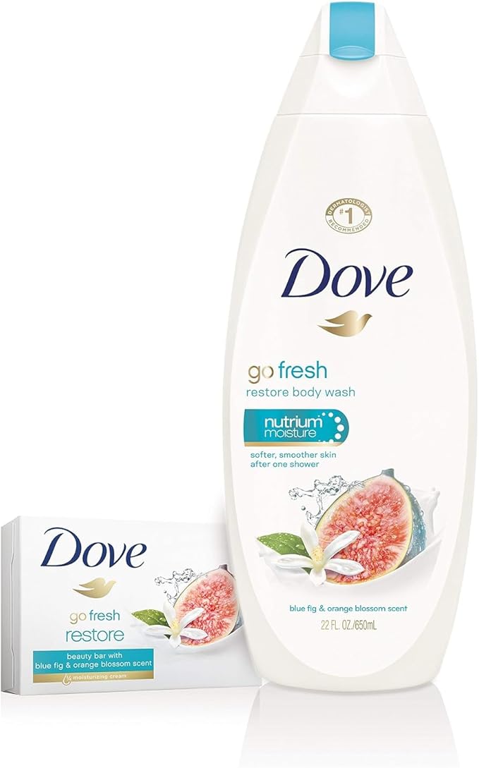 Dove Body Wash - Go Fresh - Restore - With Blue Fig &amp Orange Blossom Scent - Net Wt. 22 FL OZ (650 mL) Per Bottle - Pack of 3 Bottles