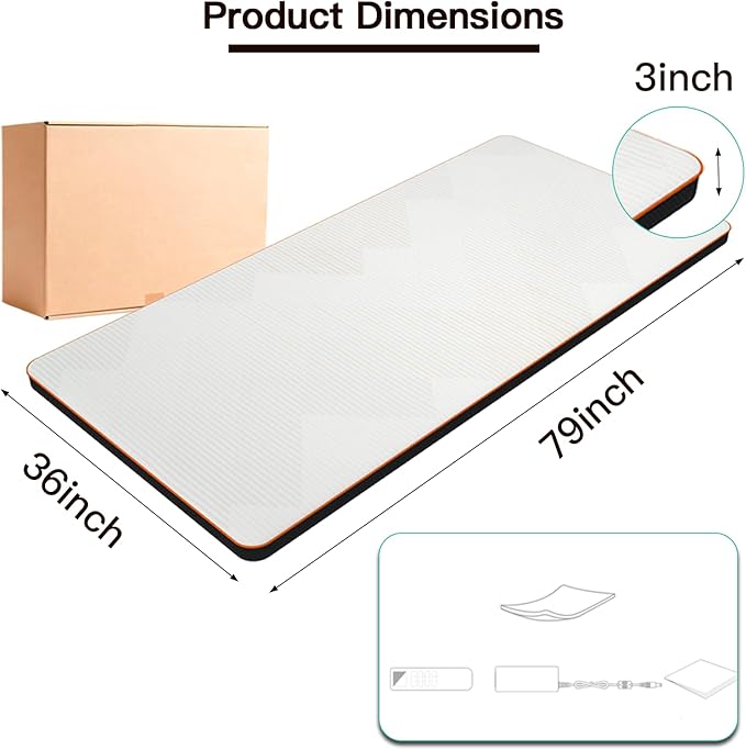 F&ampG Full Body Massage Heating Mat Heating Massage Mattress with 9 Airbags Improving Sleep 3 Modes 3 Heating to Relieve Discomfort in Shoulders Waist and Legs for Home UseSize(38x80)