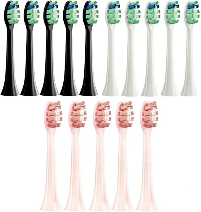 10PCS Replacement Brush Heads Compatible for HX6930 HX6064 Sonic Electric Toothbrush Soft Bristle Nozzles No Metal(5Black5White)