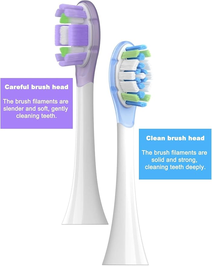 4PCS Replacement Brush Heads ForCompatible for Xiaomi Oscillation Electric Toothbrush Pro Mijia MES610 MES609 Head Soft Bristle(Purple)