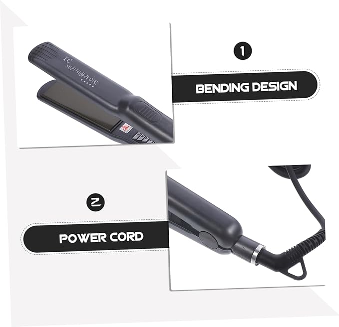 1Pc Dual-Purpose Hair Straightener Curler Rotating Steam Iron for Home Salon Use Stable Temperature Control Material Black