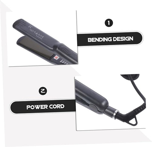 1Pc Dual-Purpose Hair Straightener Curler Rotating Steam Iron for Home Salon Use Stable Temperature Control Material Black