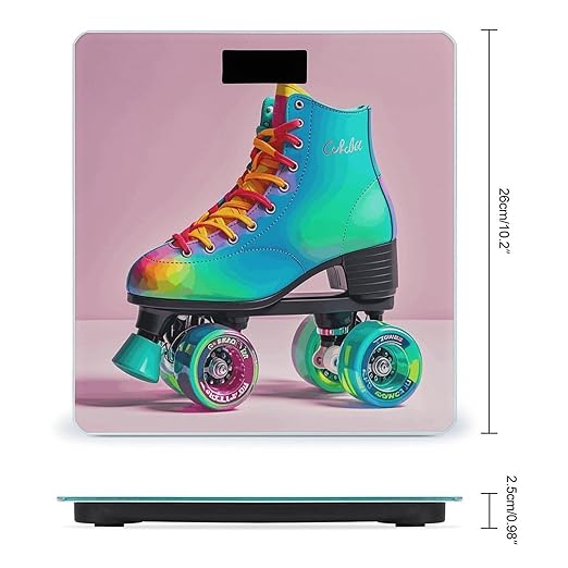 Colorful Roller Skates Scale for Body Weight Highly Accurate Digital Bathroom Body Scale Digital Bathroom Scales for People Anti-Slip Large LCD Display Smart Scales