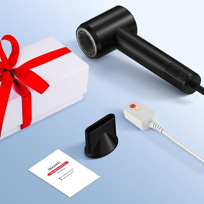 Hair Dryer - 150000 RPM High-Speed Blow Dryer with Negative Ionic Care for Fast Drying. Lightweight Low Noise Design with 4 Temps/2 Speeds and Magnetic Nozzle (Black)