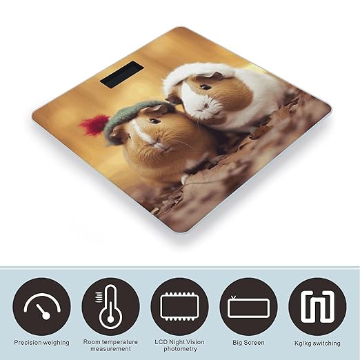 Cute Guinea Pigs Scale for Body Weight Digital Bathroom Scale Toughened Glass High Precision Scales for Body Weight with Large LCD Backlight Display Weight Scales