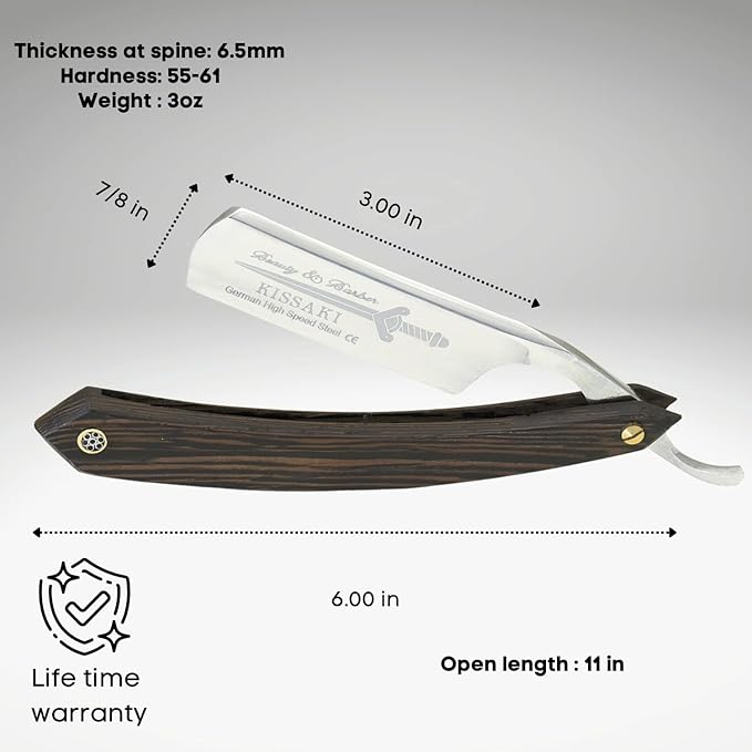 Straight Razor SHAVE READY-Shaving Knife Sharp Steel Cutthroat Straight Edge Blade Vintage Wenge Wood Handle Classic Barber Approved