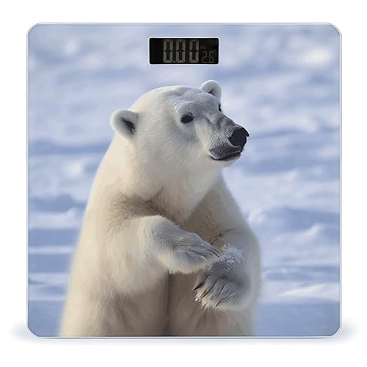 Polar BearScale for Body Weight with LCD High Precision Weighing Scales Fashion Sturdy Tempered Glass Weight Scales Easy-to-Read Digital Bathroom Scale for Daily 400lb