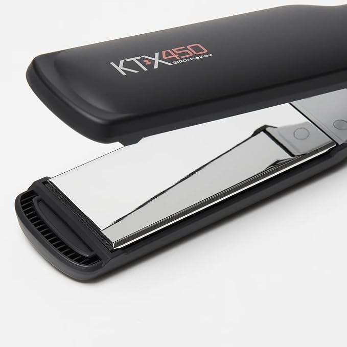 IZUTECH KTX450 Titanium 1.75 Inch Flat Iron Wide Plate Hair Straightener and Curler for Long Thick Hair Fast Heating Dual Voltage Adjustable Temperature up to 450°F Auto Shut Off