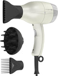 TOME Hair Dryer with Diffuser 1875W Ionic Blow Dryer with Comb Attachment and Concentrator for Home Use Fast Drying with Cool Shot and 2 Heat &amp 2 Speed Settings 125V White