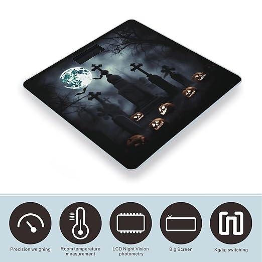 Gothic Happy Halloween Smart Scale for Body Weight Accurate Bathroom Scale with LED Display Digital Weight Scales Weighing Machine High Precision Scales for Bath Home