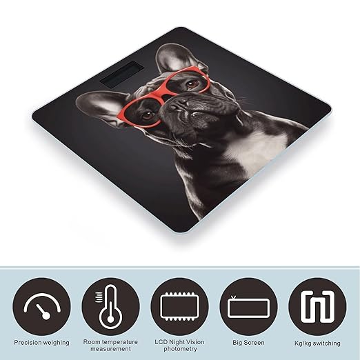 French Bulldog Weight Scale for Body Weight Digital Bathroom Scale High Capacity Accurate Digital Weighing Scales and Easy-to-Read on Backlit LCD Display Scales