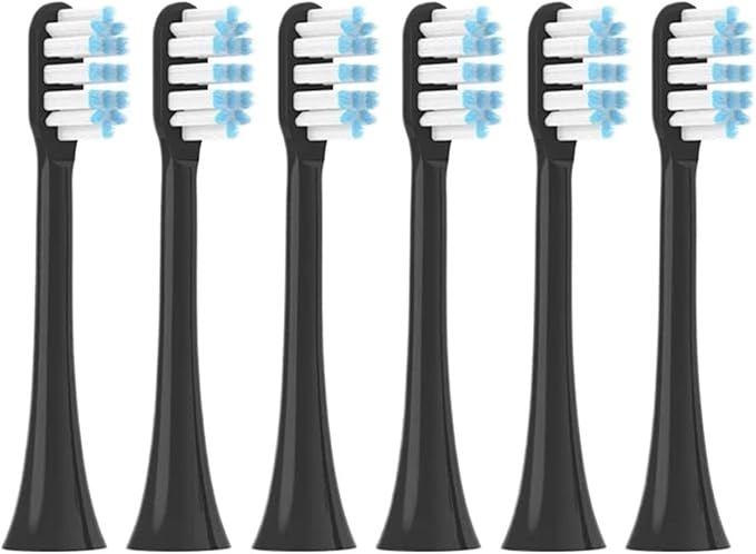 6PCS Toothbrushes HeadCompatible for SOOCAS X3/X3U/X3Pro/V1/X5/X1 Pro Sonic Colorful Toothbrush Soft Bristle Nozzles(6blackblue)