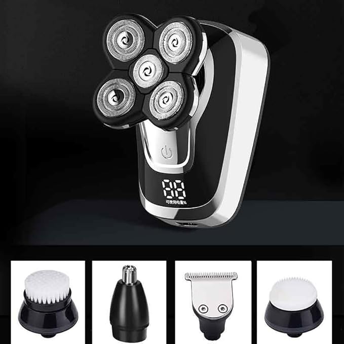 Head Shavers for Bald Men 5 In 1 Bald Head Shaver Electric Razor For Men LED Display Nose Hair Beard Trimmer Clippers Facial Cleansing Brush USB Rechargeable