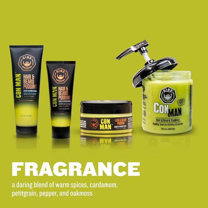 GIBS Con Man Hair &amp Beard Pudding - Leave-In Conditioner Curl DefinerGreen 7.5 Fl oz