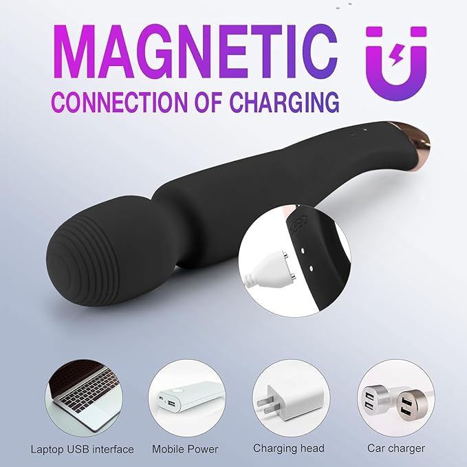 Handheld Massager for Back Cordless Massager with LCD Display Personal Massager for Pain Relief Powerful 12 Vibrating Massage Wand Black