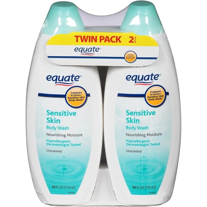 Equate Sensitive Skin Unscented Body Wash 24 fl oz (Pack of 4)