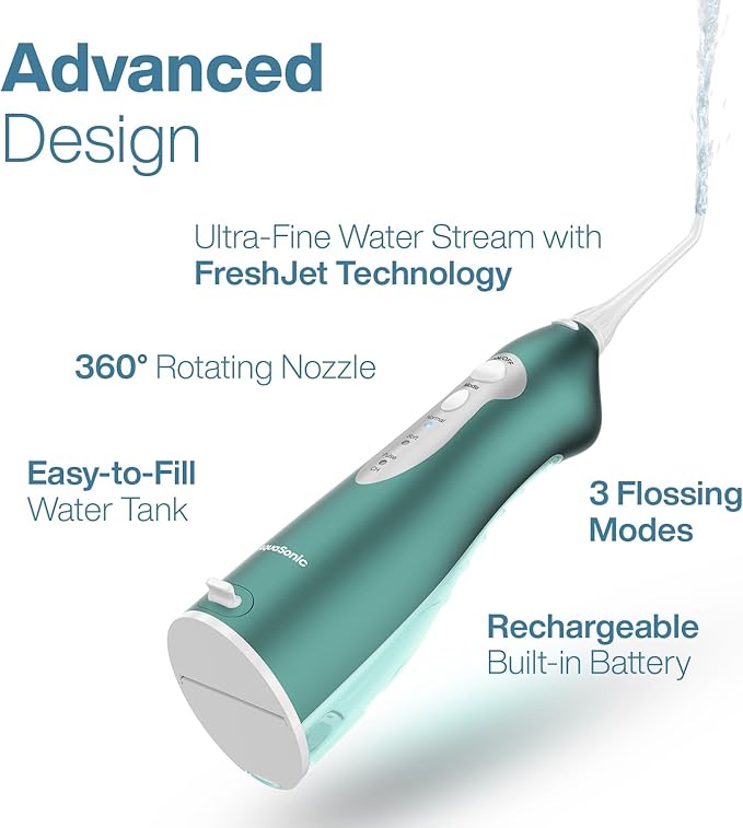 AquaSonic Water Flosser - Cordless Rechargeable Water Flossers for Teeth Cleaning - Waterproof Aqua Flosser Portable Oral Irrigator for Dental Cleaning with 5 Jet Tips – Braces Home Travel