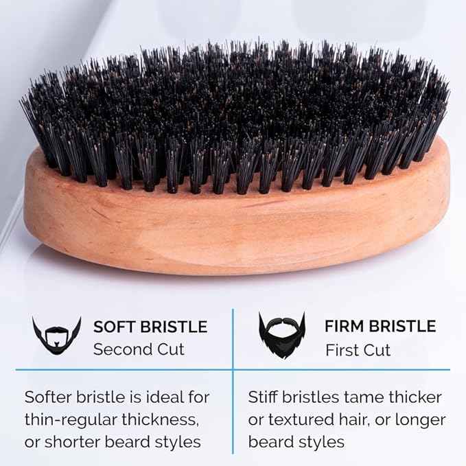 ZEUS Oval Military Beard Brush with Bristle Cleaner Boar Bristle Beard Brush &amp Bristle Rake Cleaner Gift Set (Made in Germany) Firm Bristles Q91