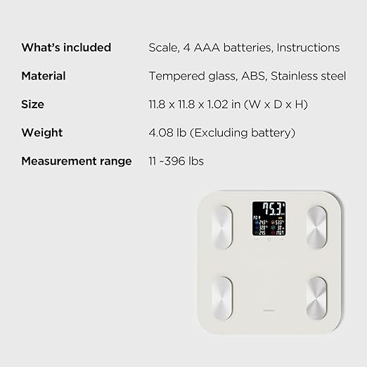 mooas Smart Scale for Body Weight Fat Bluetooth Scale Digital Bathroom Scale with BMI Body Fat Muscle Mass Composition LCD Accurate Wi-Fi Bluetooth Scale for Home Smartphone App 396 lbs (Ivory)