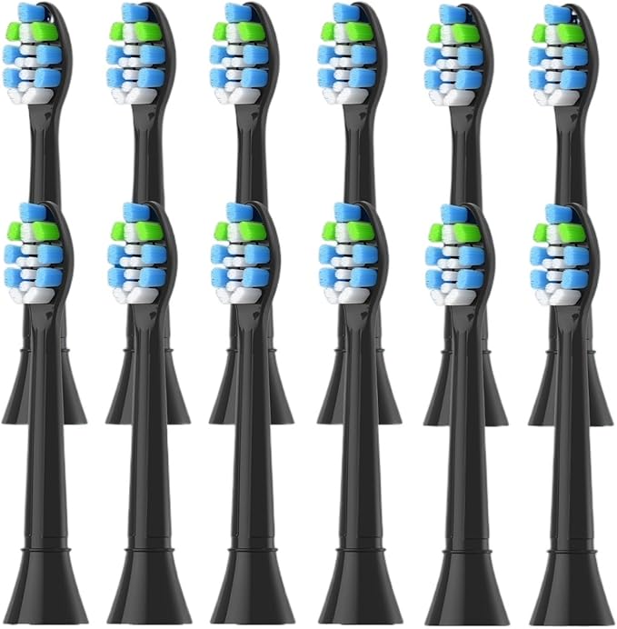 4-16Pack Replacement Toothbrush Heads Compatible for Philips Sonicare Electric Tooth Brush Refill(12pcs Black)
