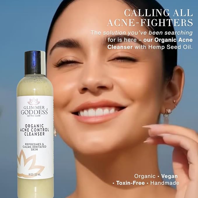 GLIMMER GODDESS Organic Moisturizing Body Wash Organic Vegan Gentle for Face Body Hair with Shea Butter and Coconut Oil Sensitive Skin - Honeysuckle 8 oz.