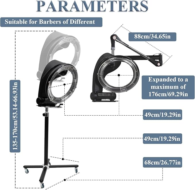 360 Degree Rotating Heating Ring Rotating Hair Treatment MachineUFO 3 in 1 Orbiting Hair Dryer-Hair Steamerfor Hair Salon Or at Home Hair Care Upright