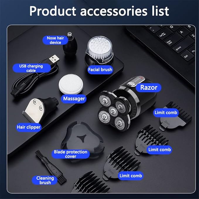 Head Shavers for Men Men’s 5-in-1 Electric Head Shaver Waterproof Electric Razor Rechargeable Wet and Dry Mens Grooming Kit Head Shaver