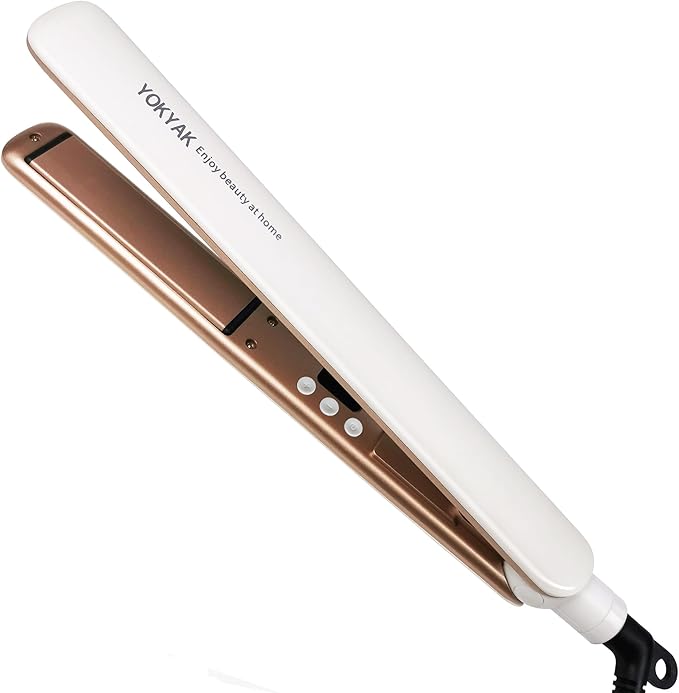 Flat Iron Hair Straightener Ultra-Thin Nano Titanium 1 ¼ inch Thin Hair Iron 10-Second Heat-up Auto Shut-Off 2-in-1 Hair Straightening and Flat Iron Curler with Transparent LED Display