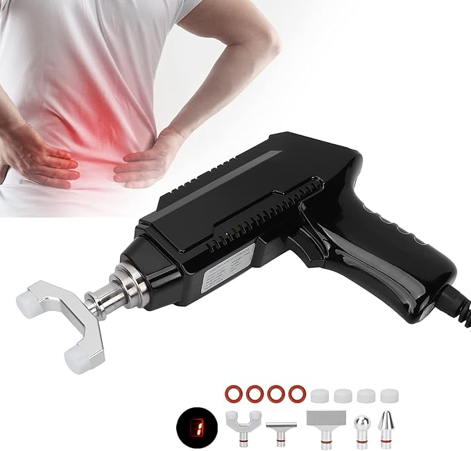 Electric Chiropractor Heat Resistant Chiropractor with 6 Levels of Regulable Force Correction Tool with Six Interchangeable Massage Heads(US)