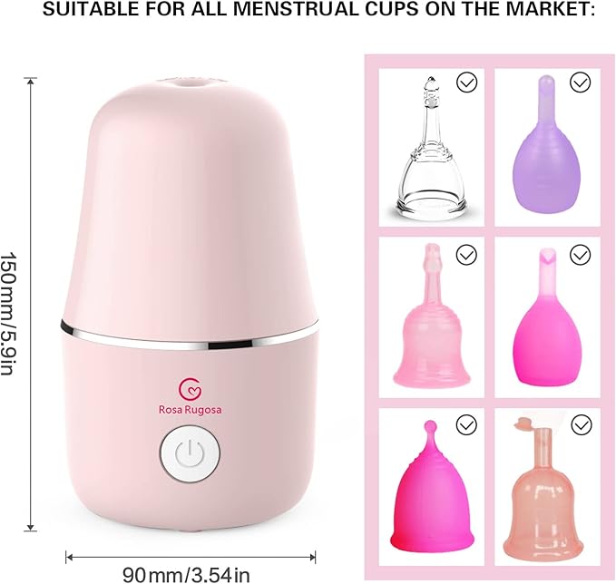 ROSA RUGOSA Menstrual Cup Steamer Portable Menstrual Cup Wash Kit Comes with Two Reusable Period Cup High Temperature Great Partner for Women Travel (Light Pink)