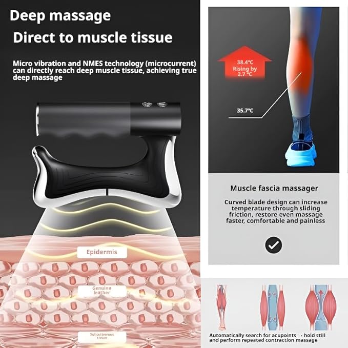 Sculptor Full Body Contour Device with Heat &amp EMS Cellulite Massager Skin Firming &amp Lymphatic Drainage Muscle Relief Better Circulation Electric Fascia Knife for Belly Arm Waist Leg (Blac