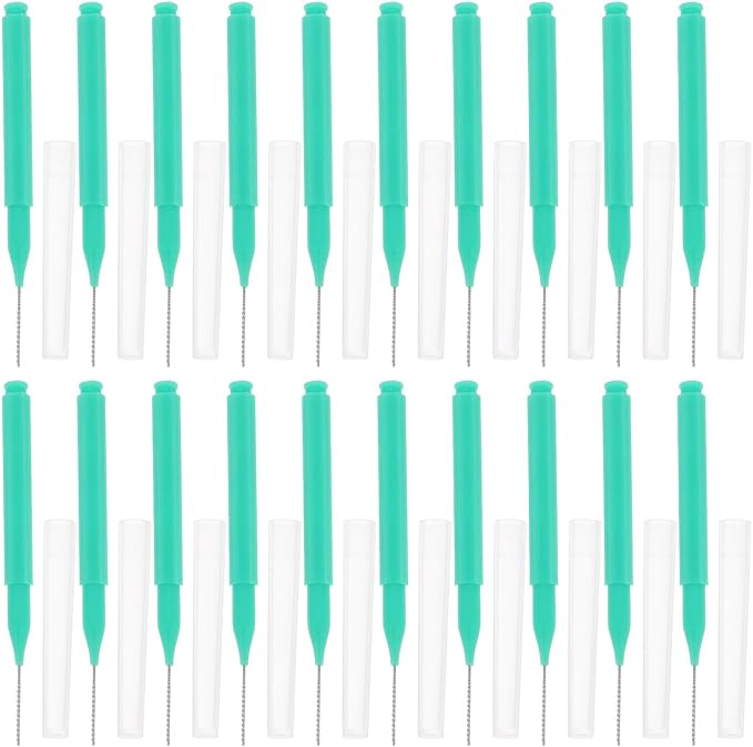 100pcs Green Interdental Brushes Soft Bristled Toothpick Flossing Brush for Plaque Removal and Braces Cleaning Oral Hygiene Care
