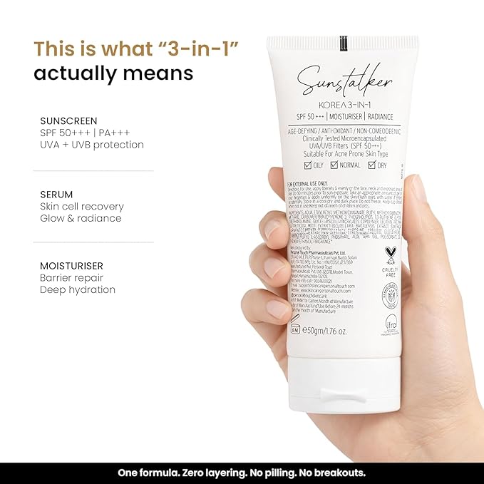 Korea 3-in-1 SPF 50+++ Moisturiser with Radiance Age-Defying Anti-Oxidant Non-Comedogenic 50gm/1.76 oz