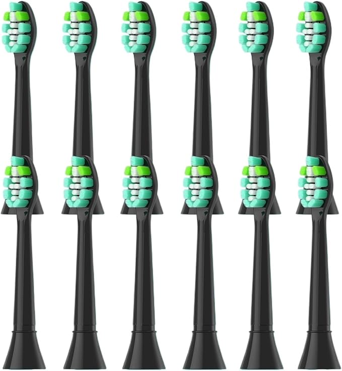 4-16pcs Replacement Toothbrush Heads Compatibility for Click-on Handles(12pcs Black)