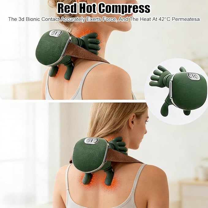 Neck Massager with Heat for Pain Relief Deep Tissue Cordless Rechargeable Neck and Shoulder Massager Portable Electric Back Massagers for Travel Office Home