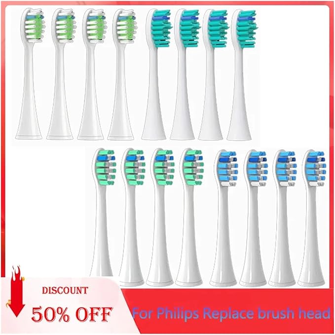 Compatible for Philips Sonicare Toothbrush Brush Head Replacement Heads HX3/HX6/HX9 Series HX3210/3211/6150/6500/6510/6530/9342/6730(16P2)