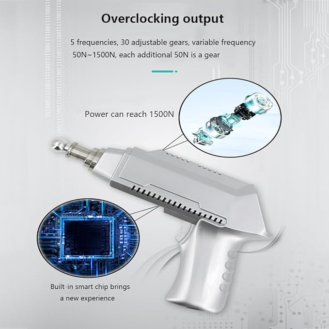 Electric Spinal Massager8 Interchangeable Massage HeadsFor Deep Tissue Back MassageFive Frequencies30 Adjustable LevelsMaximum Strength 1500 NAdjust Spinal Muscle RelaxationSilver