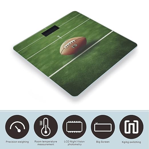 Digital Bathroom Scale for Body Weight Scale with Bright LCD Display High Accuracy Step-On Technology Auto On/Off American Football Field Ball Sport Digital Scales 400 Lbs /180kg