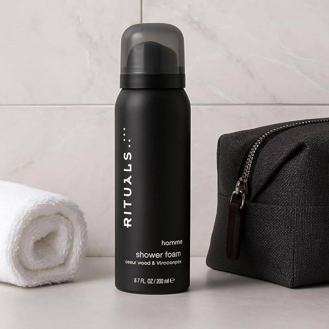 Rituals The RITUAL of homme Shower Foam cedar wood &amp vit E complex 1.6 fl oz/ 50ml Luxury Body Cleanser (one bottle) travel size