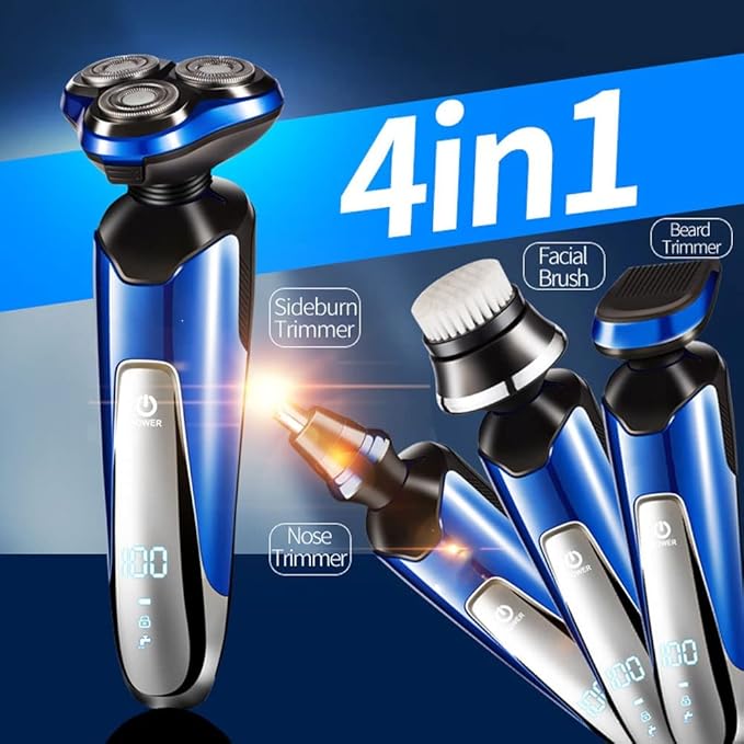 Electric Razor for Men Electric Face Shavers Rechargeable Shaving Men's Razors 4 in 1 Rotary Shavers Beard Nose Trimmer USB Charging