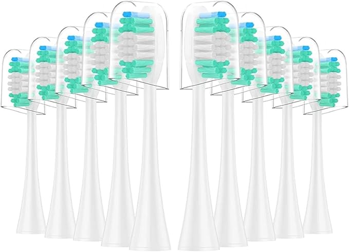 10 Pieces Large Brush Head Crescent-Shaped Bristles Compatibility for Aquasonic Series Toothbrush Soft Bristle(White)