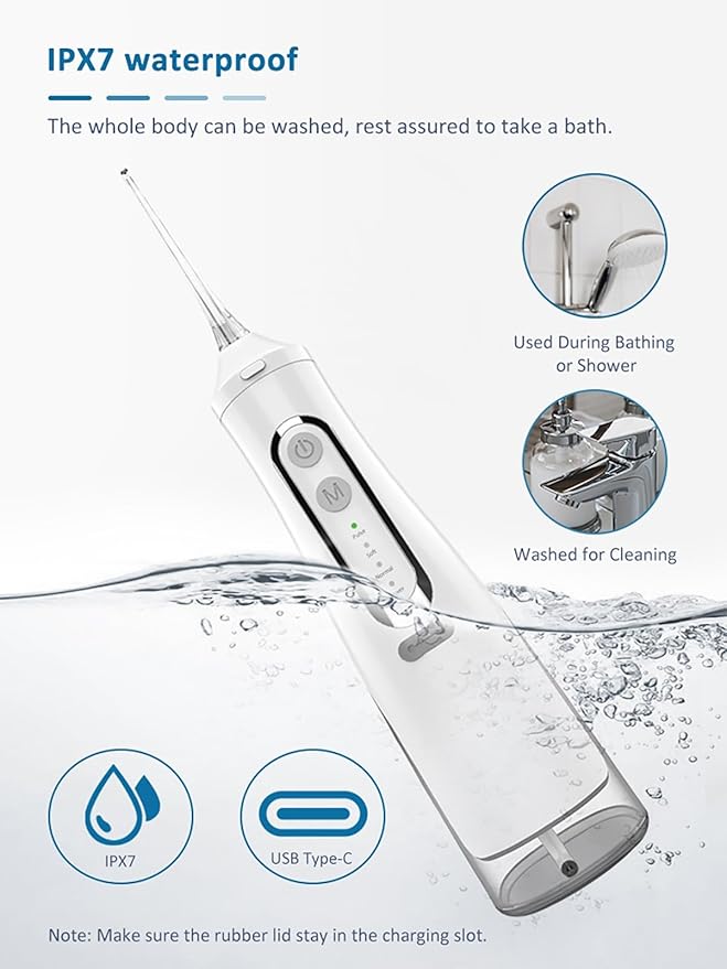 USB Rechargeable 4 Speed Water Flosser Removes Tartar Stains Teeth Cleaning Tool Portable Teeth Cleaner for Home Traveling