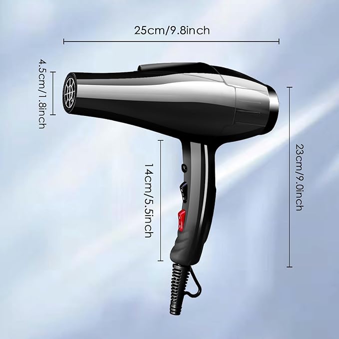Professional Hair Dryer Blow Dryer Negative Ions 3500W Powerful Fast Drying Low Noise Long Cord Quick Dryer with Nozzle and Diffuser Hair Blow Dryer with 2 Speed and 3 Heat Settings