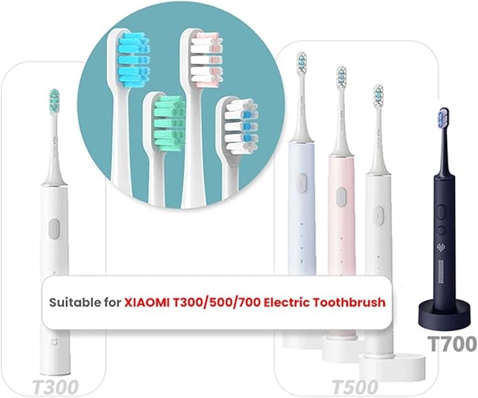 4pcs Replacement Brush HeadsCompatible for Xiaomi Mijia T300 T301 T500 Sonic Electric Toothbrush Head Soft Bristle Nozzles(3)