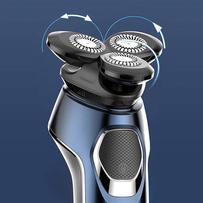 Electric Shavers for Men Mens Electric Razor Dry Wet Waterproof Man Rotary Facial Shaver USB Rechargeable Led Display Blue