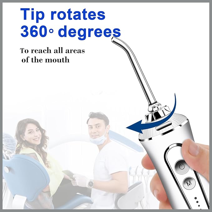 Water Dental Flosser Cordless for Teeth - AFROG 5 Modes Dental Oral Irrigator Portable and Rechargeable IPX7 Waterproof Powerful Battery Life Water Teeth Cleaner Picks for Home Travel White