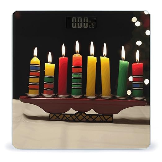 Kwanzaa CandlesScale for Body Weight with LCD High Precision Weighing Scales Fashion Sturdy Tempered Glass Weight Scales Easy-to-Read Digital Bathroom Scale for Daily 400lb