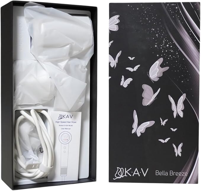 KAV Professional Ionic Hair Dryer – Lightweight Blow Dryer with Fast Drying Frizz Control &amp Cool Shot – Salon Hair Dryer for Women &amp Men Travel-Friendly Styling Tool with Concentrator