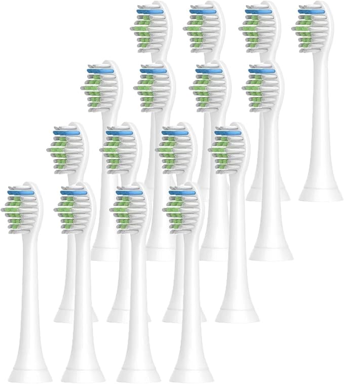 4-16pcs Toothbrush HeadsCompatible for Philips Electric Toothbrush Replacement Brush Heads Fit(16pcs White)