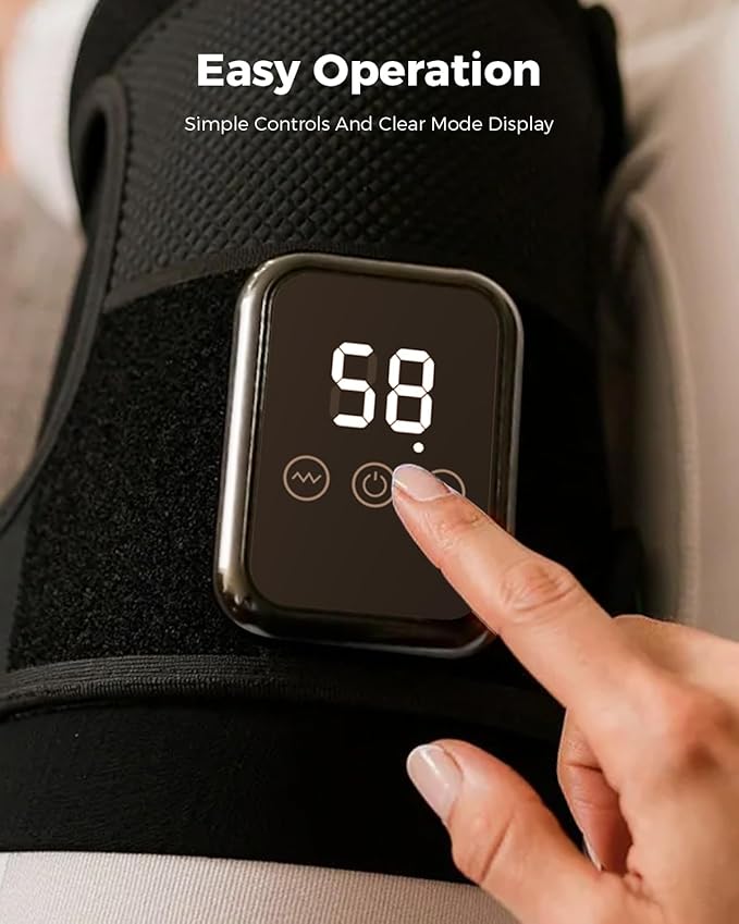 3-in-1 Knee Massager for Pain Relief with Heat Portable Heated Knee Brace with Extension Strap for Knee Elbow &amp Shoulder Cordless Rechargeable Electric Massagers for Joint Comfort (Single)